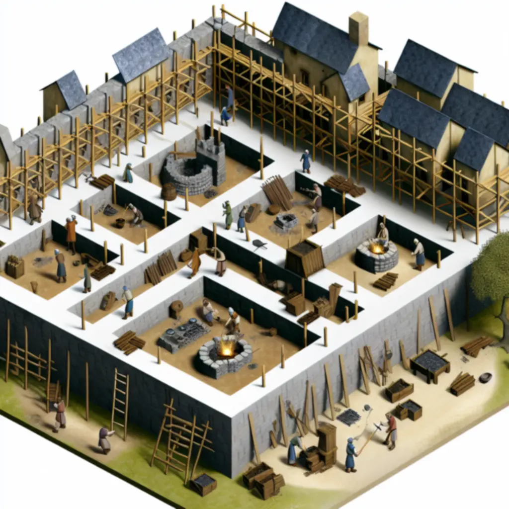 Widok rozbudowanej osady z budynkami gospodarczymi i obronnymi w Hammer & Steel