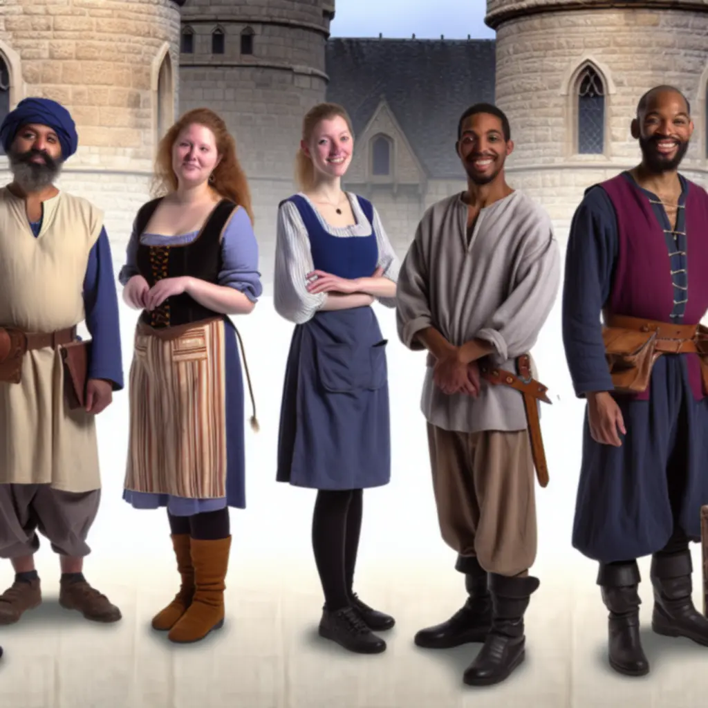 Wyróżnieni członkowie społeczności Hammer & Steel w stylizowanej, średniowiecznej sali