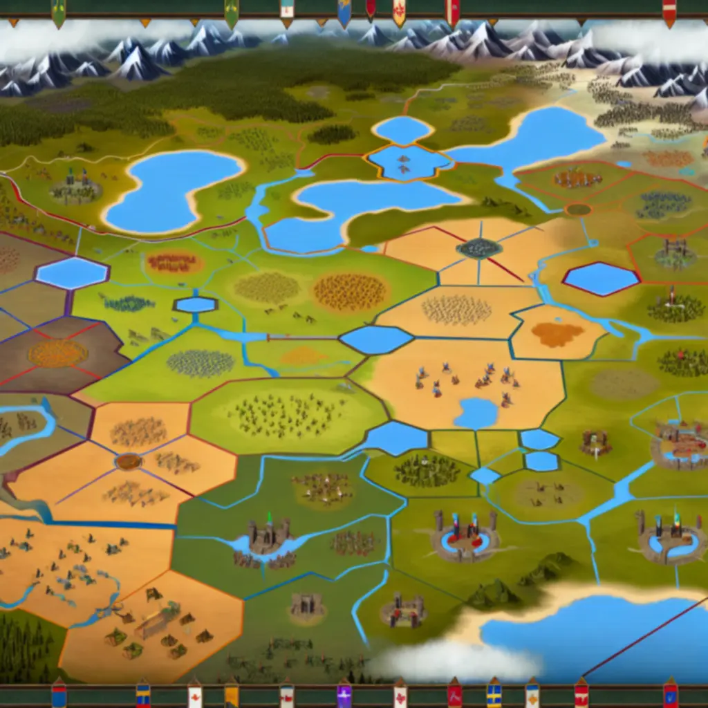 Kolorowa mapa świata Hammer & Steel z zaznaczonymi zasobami i strefami konfliktów.